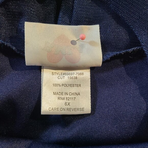 RMLA Girls 6X Blue Hi-Low Party Dress | Beaded Chiffon Sleeveless Overlay - Picture 2 of 9